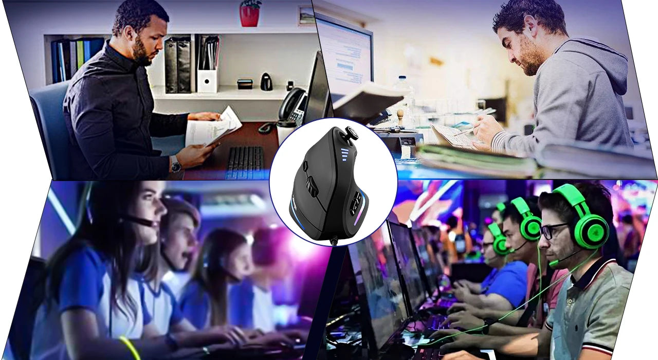 ZELOTES C18 Wired Vertical Ergonomic Gaming Mouse, 10000 DPI RGB Programmable Laser Mouse with 11 Buttons for PC Computer