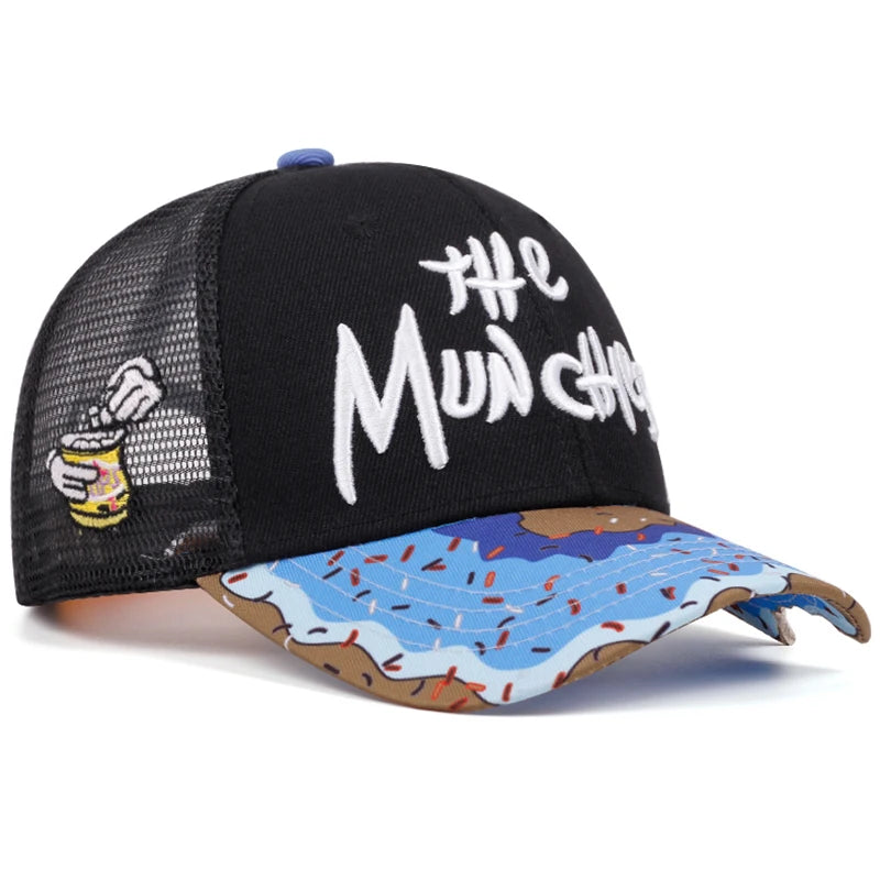 THE Donut Embroidered Breathable Cotton Mesh Hat Men's Baseball Hat Hip Hop Hat Outdoor Sports Leisure Hat Women's Sunshade Hat