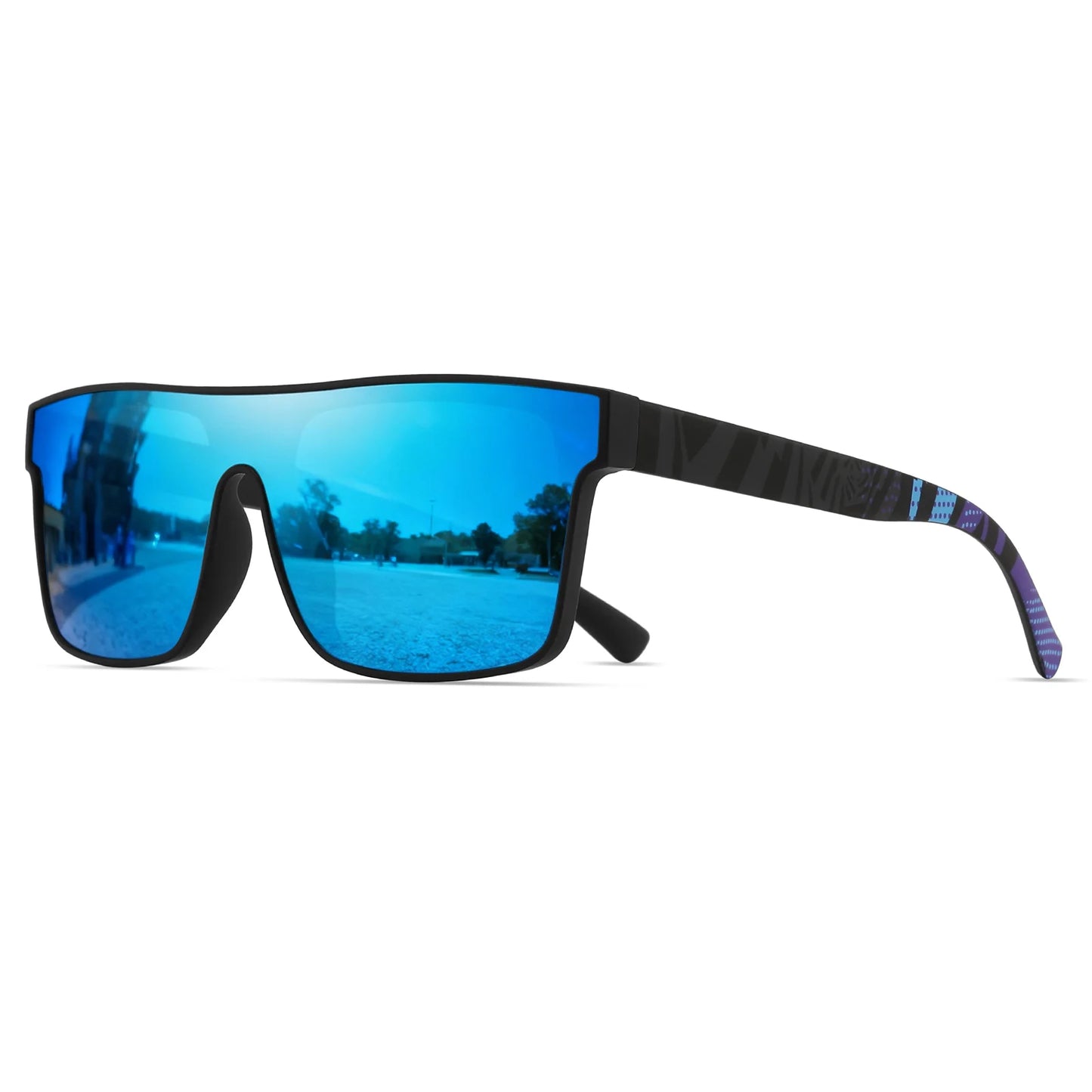 Classic Square Fashion Sports Sunglasses - Patterned Temples, Unisex for Cycling, Hiking, Travel - Perfect Gift