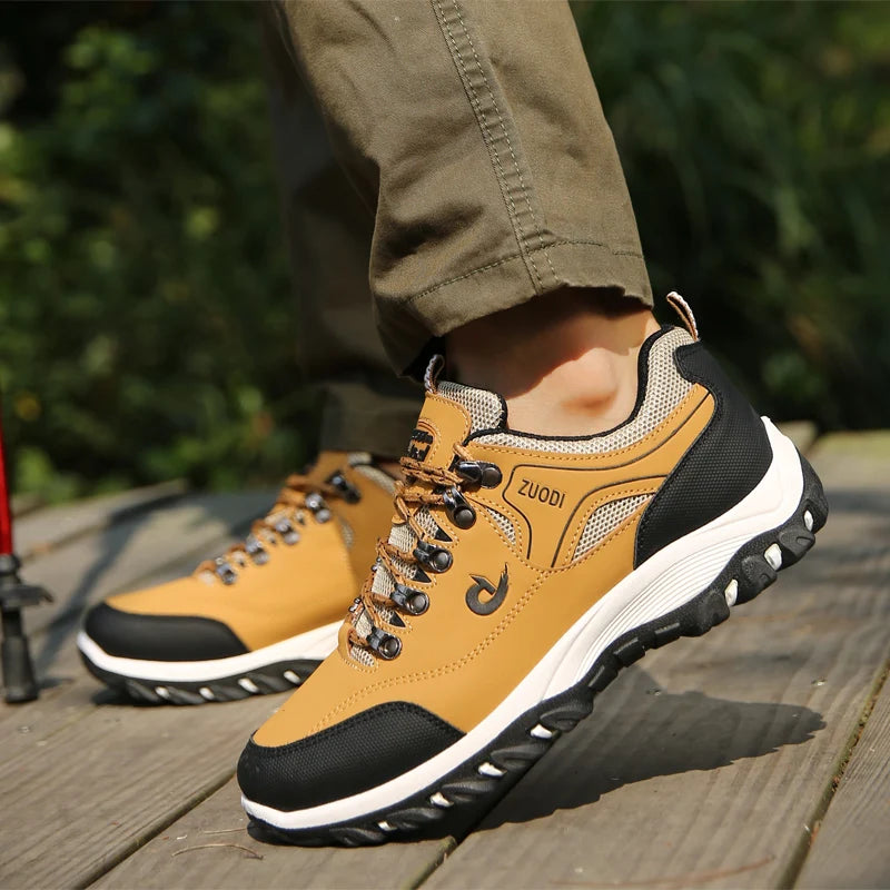 Autumn And Winter Models, Men's Waterproof Hiking Shoes, Outdoor PU Leather Sports Shoes, Wear-Resistant, Walking, Tactical