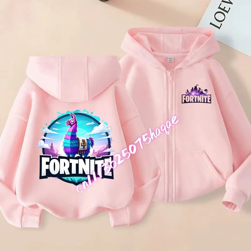 Nowa dziecięca bluza z kapturem Fortnites na zamek, kreskówkowa anime, casualowa i oddychająca kurtka dla chłopców, odzież dziecięca na wiosnę 2026