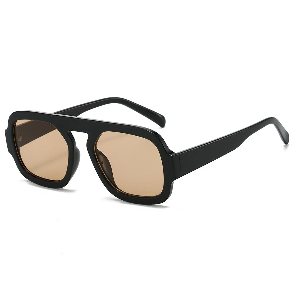 Retro Pilot Square Sunglasses Lady Fashion Simple Ins Black Tea Sun Glasses for Women Men Trending Outdoor Casual Shades UV400