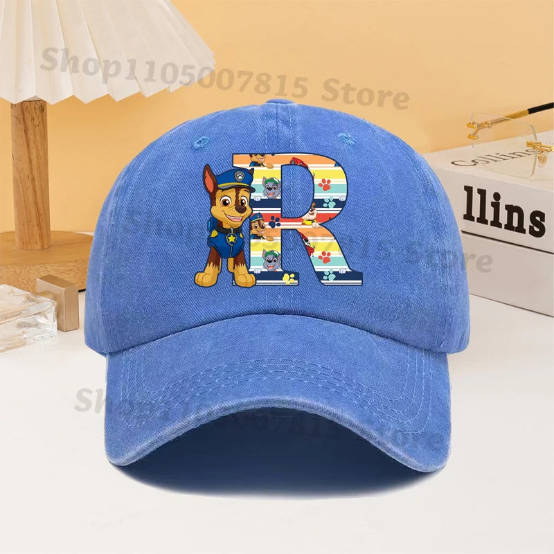 Paw Patrol Fashion Baseball Cap for Men Women Cartoon Letter A-Z Printed Peaked Caps Male Female Summer Hip Hop Sunshade Hat