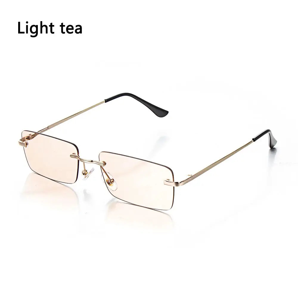 Fashion Rimless Rectangle Sunglasses Women Luxury Design Sun Glasses Ladies Retro Gradient Eyewear Summer UV400 Sun Shades