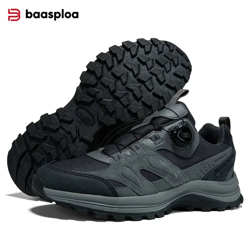 Baasploa Men Hiking Shoes Non-Slip Wear Resistant Outdoor Climbing Walking Shoes for Men Comfort Inner Cotton Outdoor Sneakers
