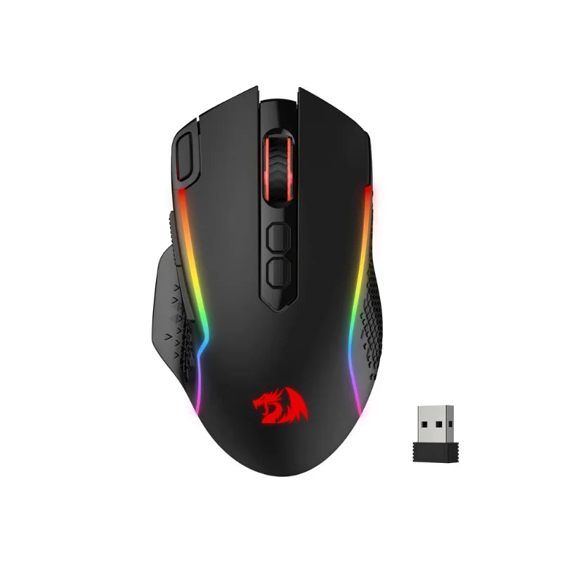 Redragon M810 Pro Ασύρματο Gaming Ποντίκι, 10000 DPI Ενσύρματο Ποντίκι Gamer με Πλήκτρο Rapid Fire, 8 Κουμπιά Macro, Μαύρο/Λευκό Ποντίκι