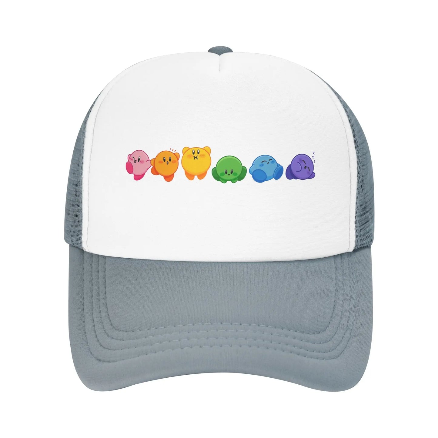 Adult Kirbys Rainbow Trucker Caps Vintage Mesh Baseball Caps Snapback Caps Dad Hat Sun Hat Breathable Sports Cap Wholesale New