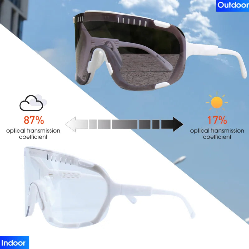 Original DEVOURS Photochromic Cycling Sunglasses Men women Sport Mountain Bike bicycle Glasses MTB Eyewear Discoloration