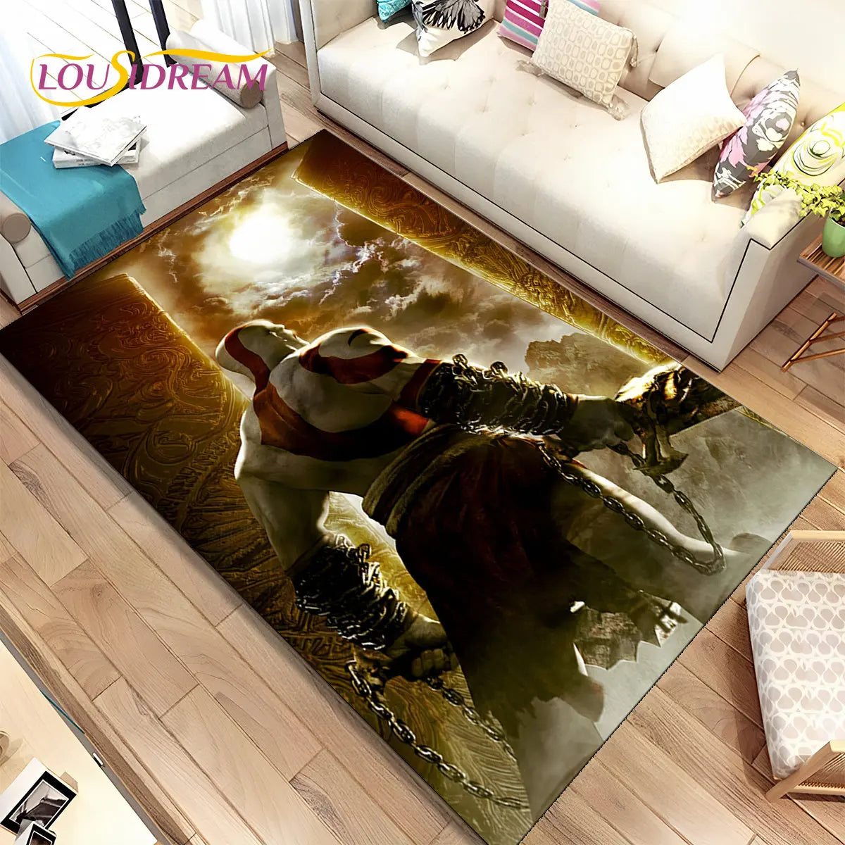 God of War Game Gamers Kratos Area Rug,Carpet Rug for Living Room Bedroom Sofa Doormat Decoration, Kids Play Non-slip Floor Mat