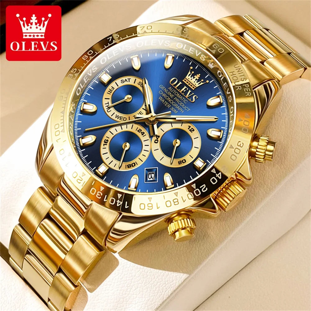 OLEVS 6638 Original Brand Classic Man Watch Luxury Automatic Mechanical Wrist Watches for Men Chronograph Waterproof Men's Watch