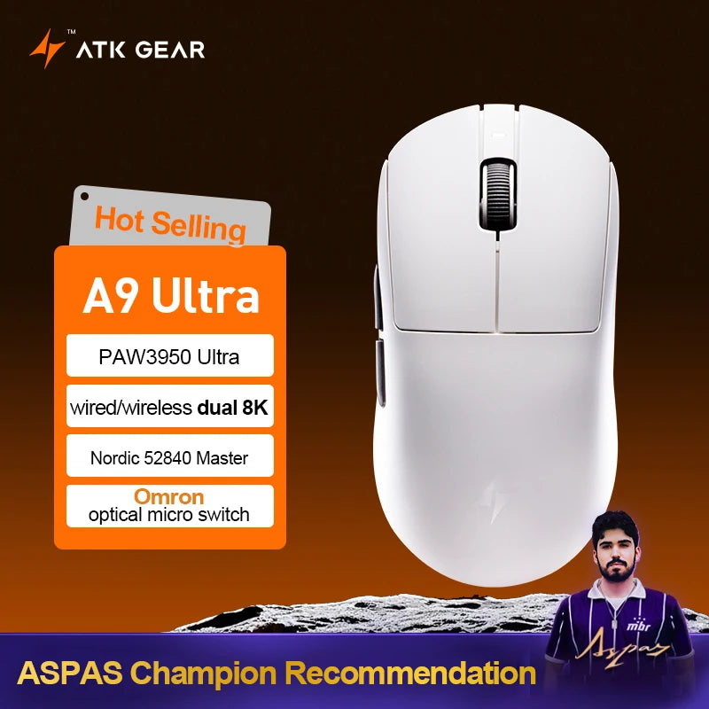 ATK Dragonfly A9 Ultimate Wireless Gaming Mouse A9 Air PAW3950 Ultra Lightweight Ergonomic E-sports Gamer FPS Mice CSGO A9 Ultra