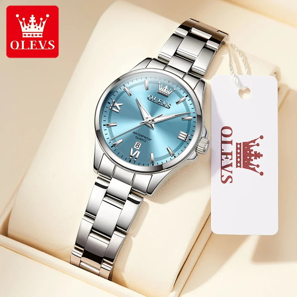 OLEVS 3668 Women Watch Luxury Original Waterproof Stainless Steel Quartz Watch Roman Automatic Date Women Watch Reloj Para Mujer