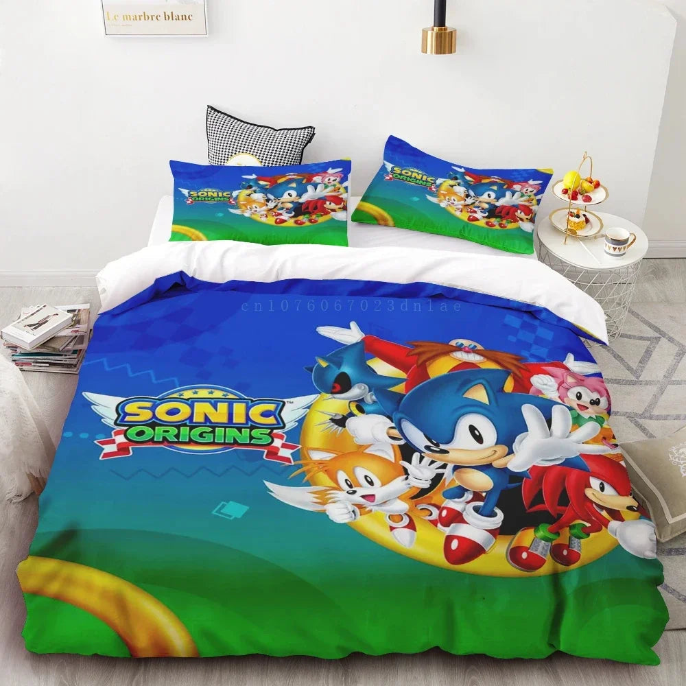 New Duvet Cover Sonic 3D Exquisite Cartoon Anime Digital Printing Bedding Set Comforter Bed Youth Home Decor Children Kids Boys