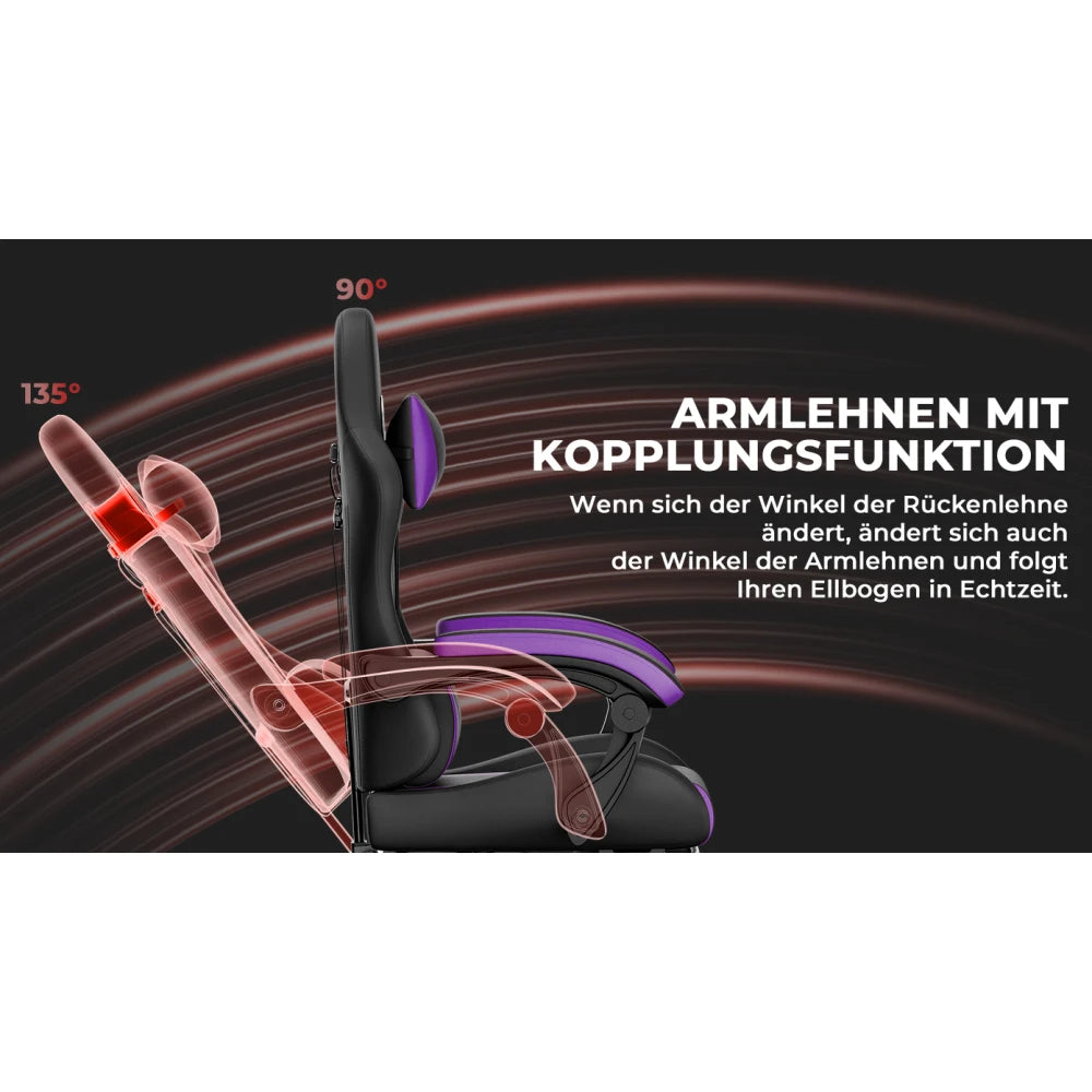 Ergonomic Gaming Chair with Lumbar Support Pillow & Headrest, Adjustable Gamer Chair with Footrest, Reclining PC Gaming Chair for Adults