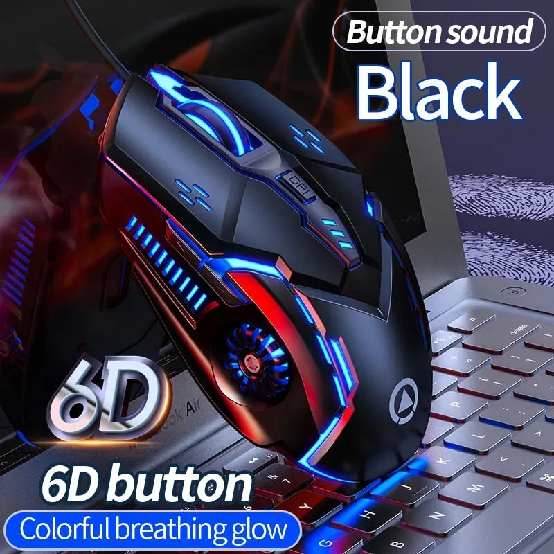 YINDIAO ergonomisk trådbunden gamingmus RGB tyst mus LED-bakgrundsbelysning 3200dpi 6 knappar G5 USB mekanisk mus för PC, laptop och dator