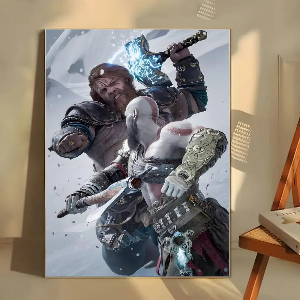 Dark Fantasy G-God of War Poster Self-adhesive Art Waterproof Paper Sticker Coffee House Bar Room Wall Decor