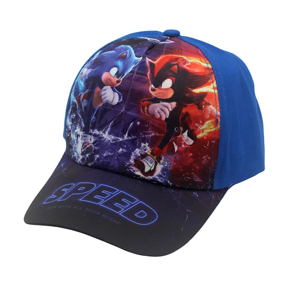 Latest Adjustable 48-54cm Sonic Print Kids' Baseball Cap Anime Tails Knuckles Shadow Sun Hat Blue Hedgehog Baby Outdoor Hat Gift
