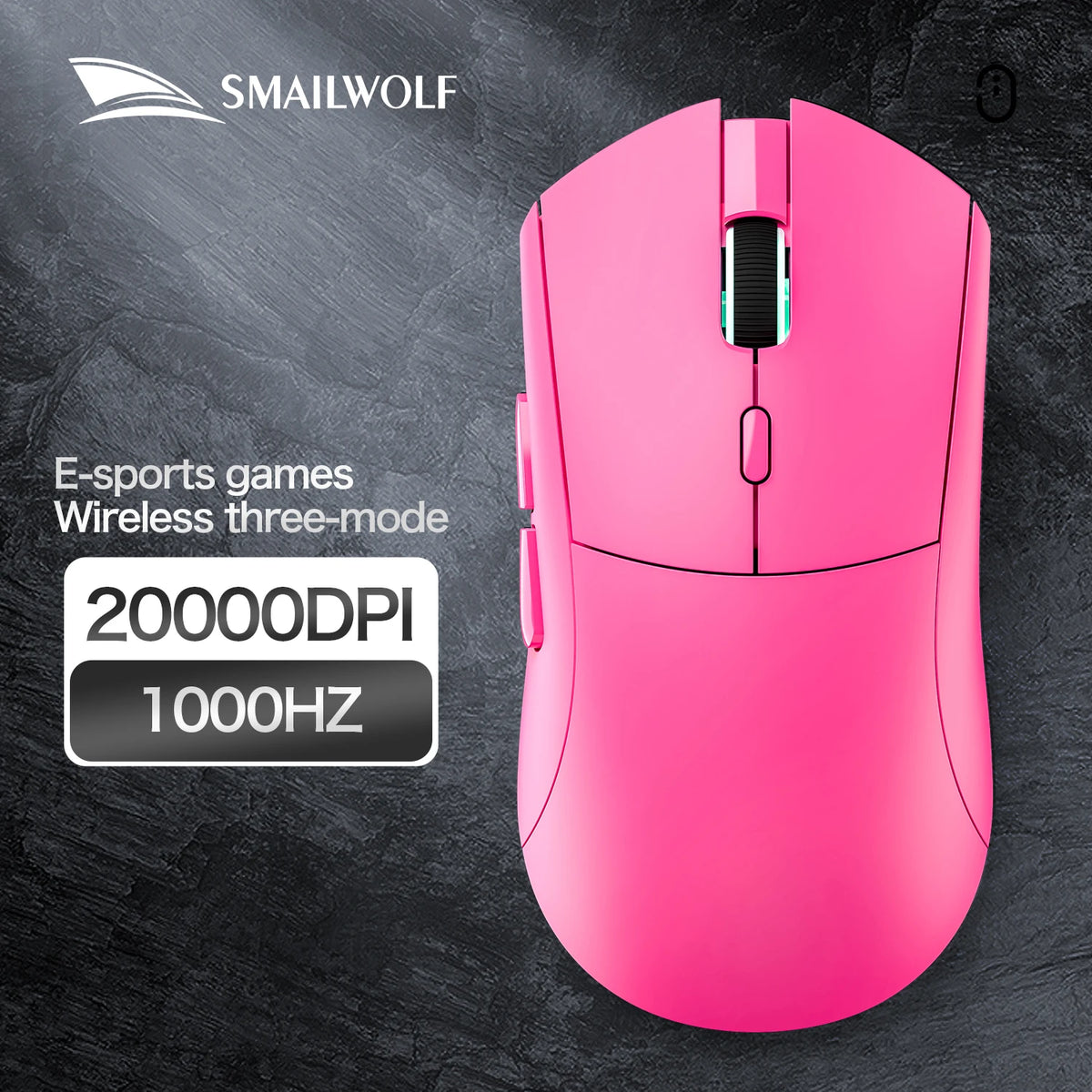 SMAILWOLF RS7 Bluetooth Wireless Gaming Mouse, Tri-Mode PAW3311 Gaming Mouse with Programmable Macro, Rechargeable Bluetooth Gaming Mouse for PC, Laptop & Office