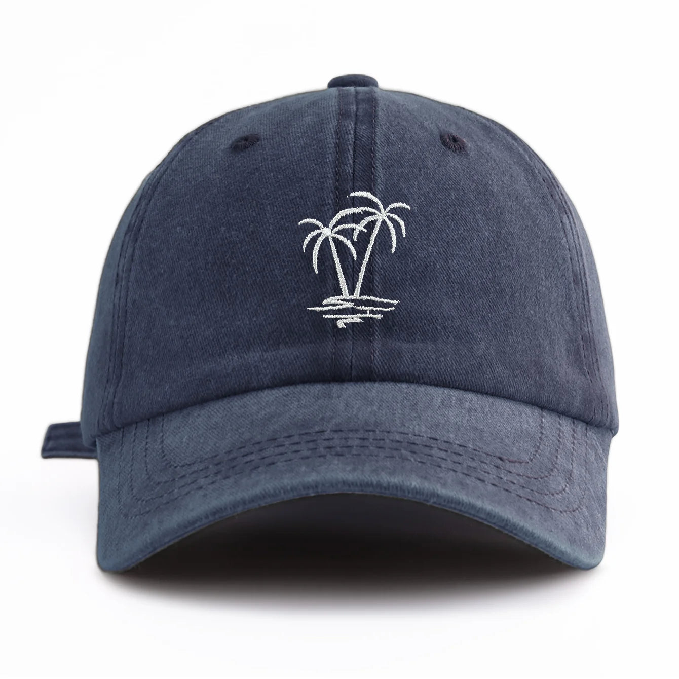 1pc Coconuttree Embroidery Washed Baseball Cap For Adults,Minimalist Retro Style Casual Soft Adjustable Dad Hat, Perfect As Gift