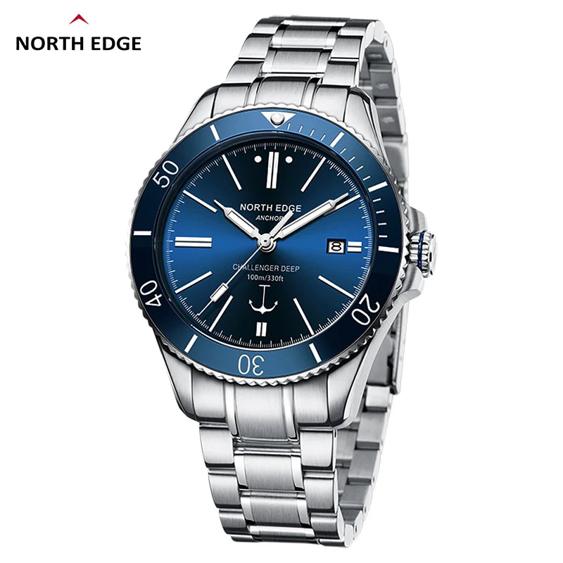 NORTH EDGE 42mm Men Mechanical Wristwatch Luxury Sapphire Glass MIYOTA 8215 Automatic Watches 10bar Waterproof Watch Men ANCHOR