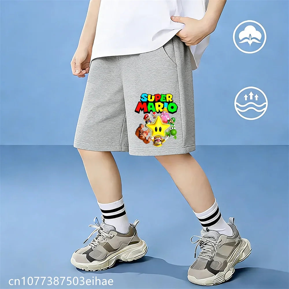 Premium Cotton Summer Shorts for Children with Super Mario Cartoon Elements, Fashion Casual Silhouette, Perfect for Daily