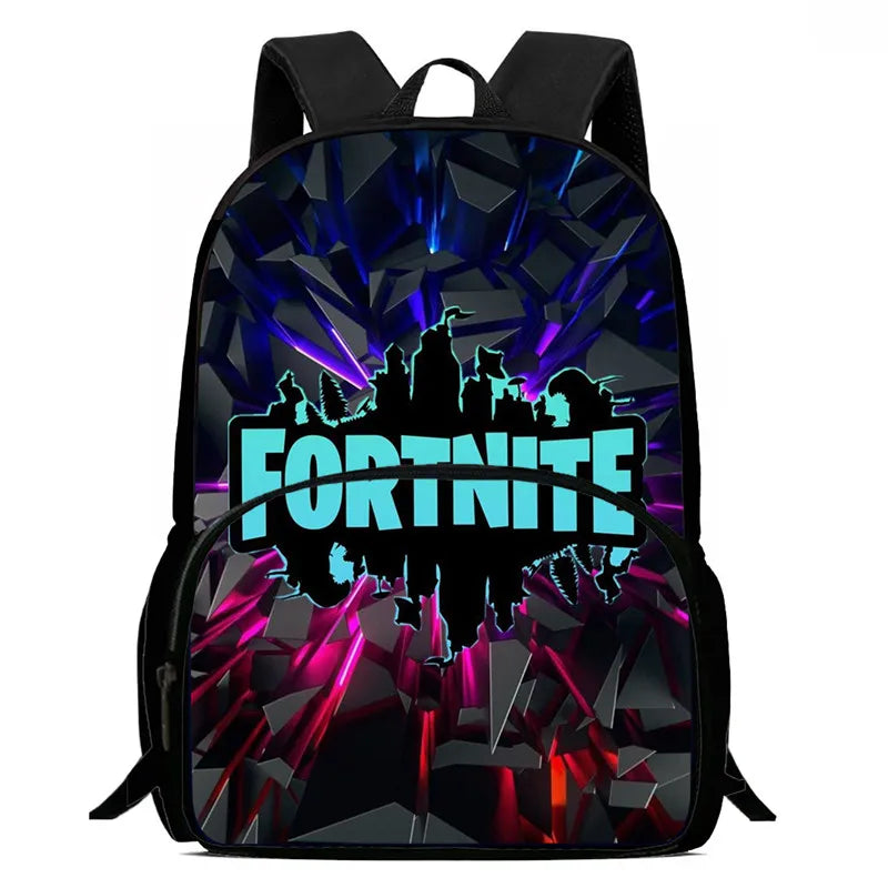 15-инчова Fortnite раница с анимационен дизайн, унисекс, за момчета и момичета, с преден джоб, лека ученическа раница с голям капацитет