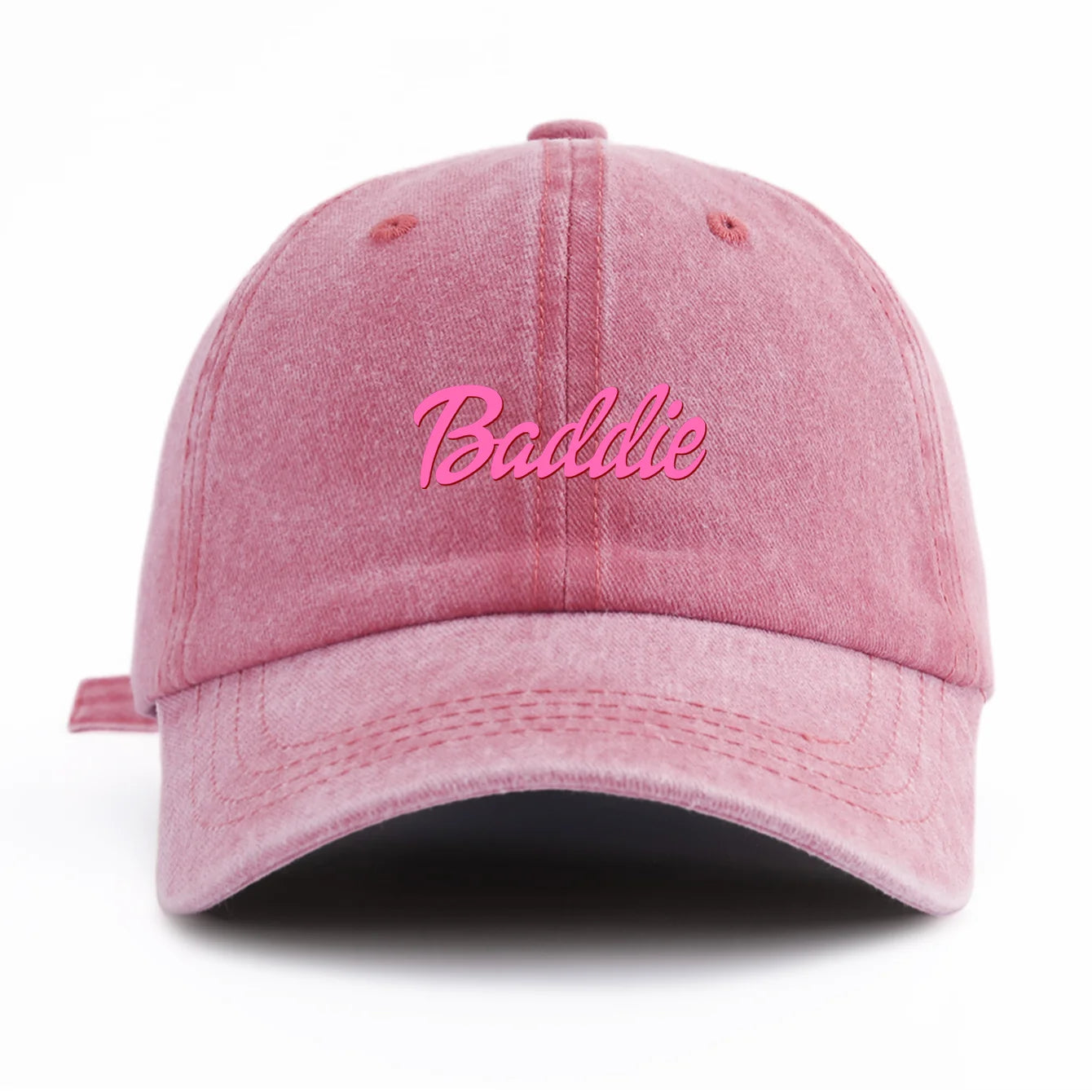 1pc Baddie Print Washed Baseball Cap for Adults, Minimalist Retro Style Casual Soft Adjustable Dad Hat, Perfect As Gift