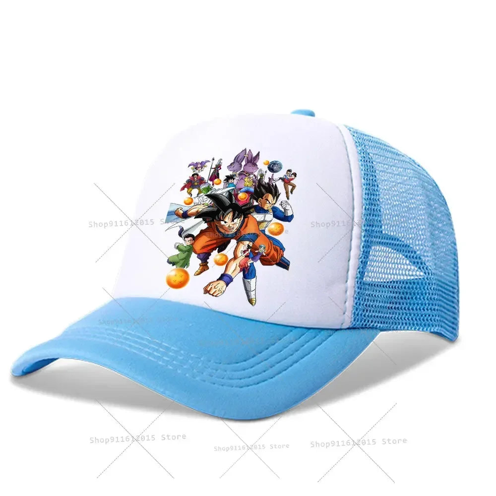 DragonsBall Baseball Cap Son Goku Summer Anime Cartoon Peak Cap Summer Boy Girl Mesh Hat Children Sun Protection Sunhat