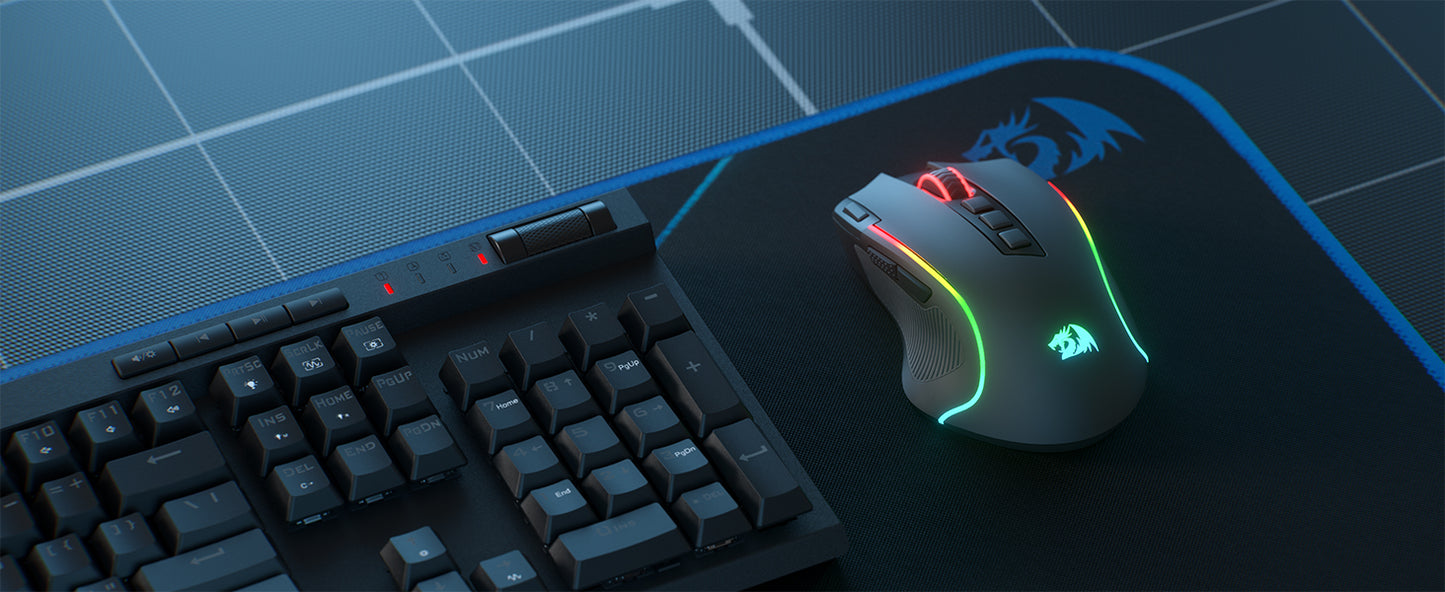 Redragon M612 PRO BT & 2.4RGB gaming miška, 8000 DPI, žična/brezžična optična gaming miška, 11 programabilnih gumbov in 6 načinov osvetlitve ozadja