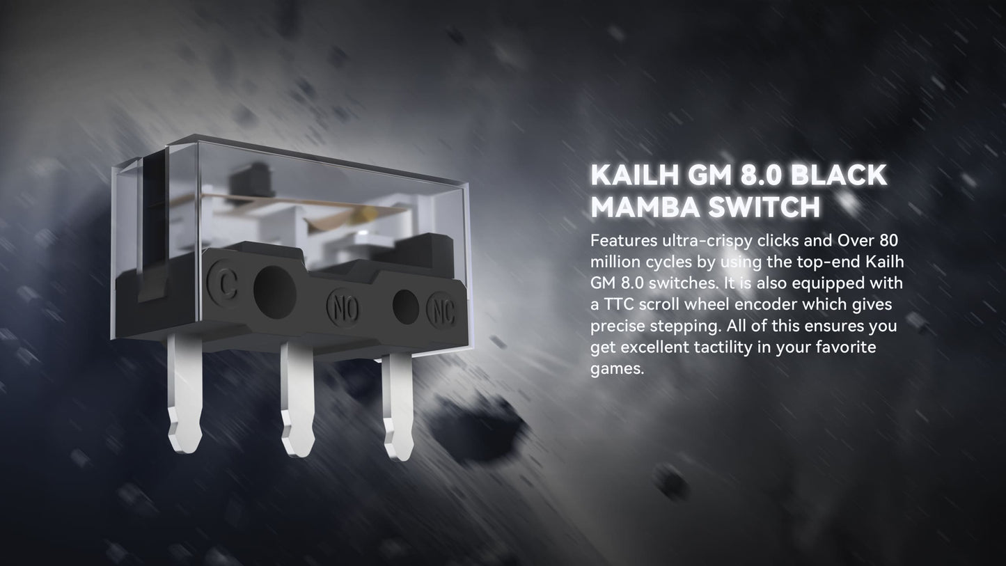 Gaming miška ATTACK SHARK R3 iz magnezijeve zlitine 8K SUPERLIGHT 8000Hz, 6 nastavljivih stopenj DPI do 26000, PAW3395, BT/2.4G brezžična/žična