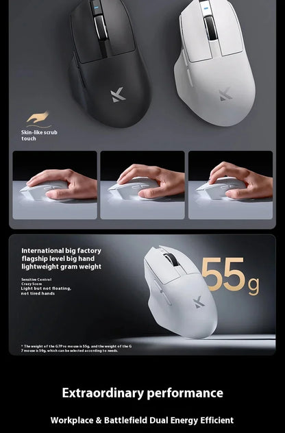 Nová herná myš G7 PRO s trojrežimovým bezdrôtovým pripojením Bluetooth, ergonomická ľahká myš, prispôsobiteľné príslušenstvo pre PC, kanceláriu a hráčov