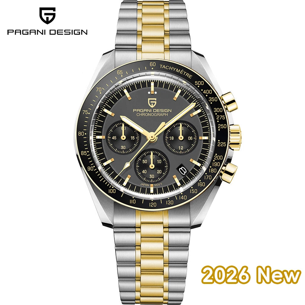 PAGANI DESIGN Planetary Series Saturn Light Tan  Quartz Watch Men Speed Chronograph AR Sapphire crystal Wristwatch Men 2026 New