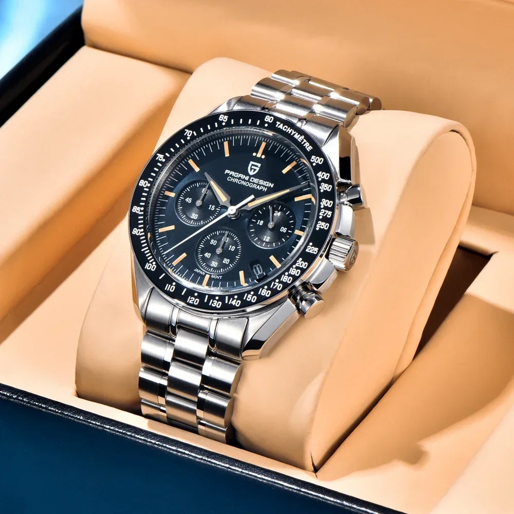 New man Watch PAGANI DESIGN Saturn men's top luxury Quartz Watch for men, sports chronograph, Sapphire Glass AR, glasses ceramic light, waterproof, stainless steel, ideal gift