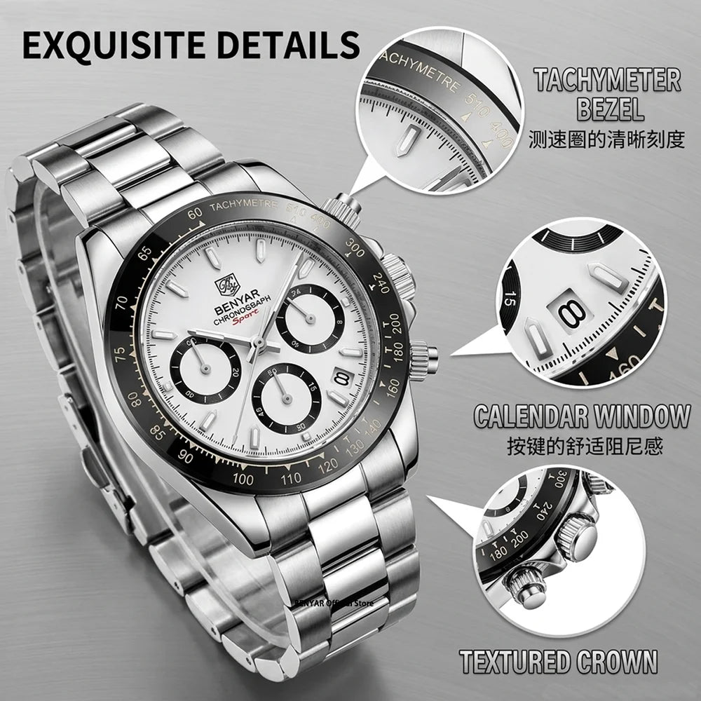 Relojes Hombre 2026 BENYAR New  Watches Men Luxury Brand Chronograph Male Sport Watches Waterproof Stainless Steel Quartz  Watch