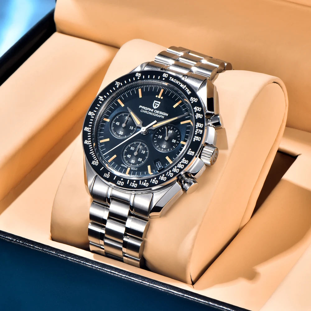 New man Watch PAGANI DESIGN Saturn men's top luxury Quartz Watch for men, sports chronograph, Sapphire Glass AR, glasses ceramic light, waterproof, stainless steel, ideal gift