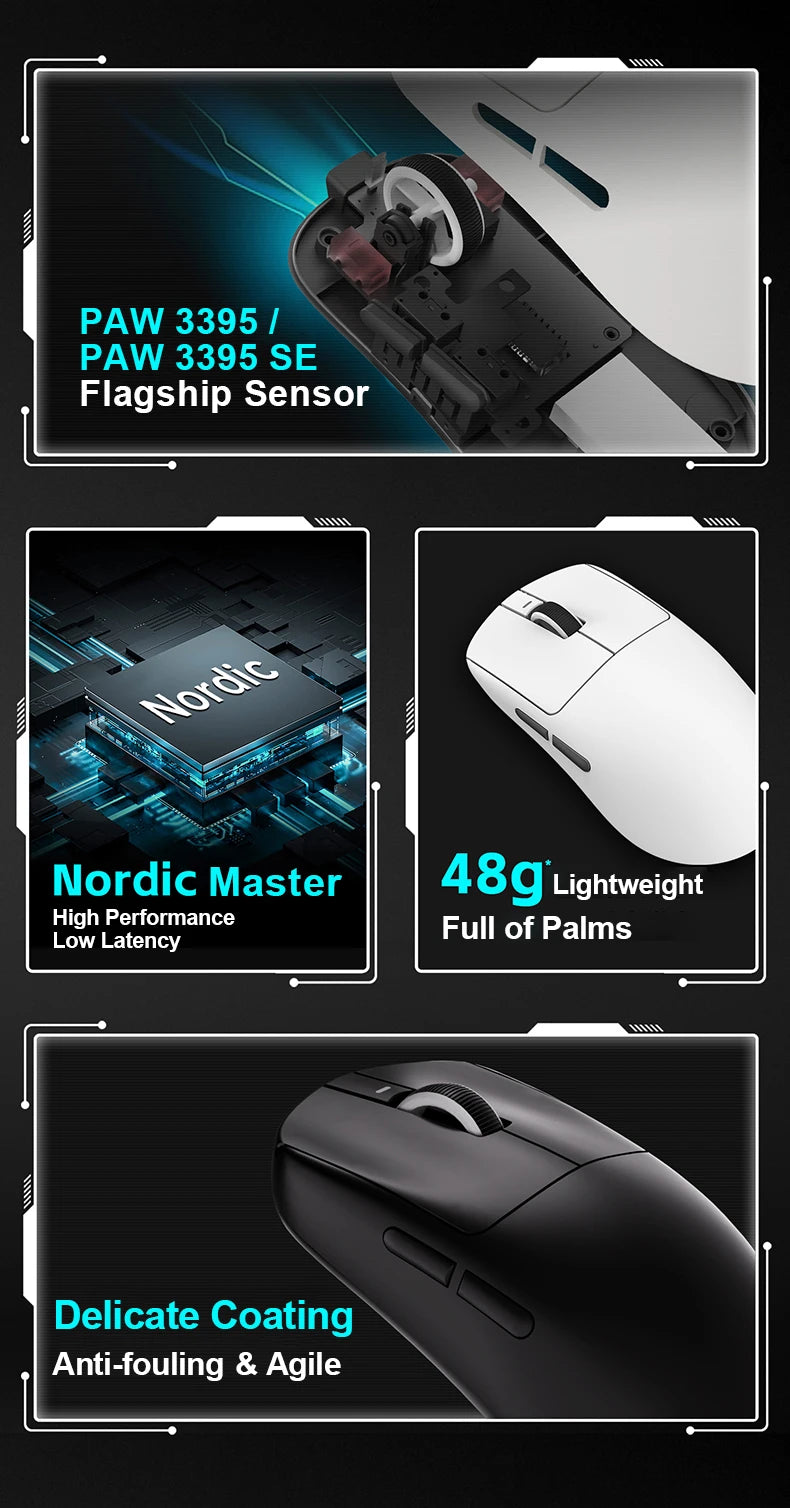 Mouse de gaming wireless ATK VXE Dragonfly R1 Pro MAX PAW3395 R1 SE Plus, mouse FPS esports personalizat, reîncărcabil și ultraușor