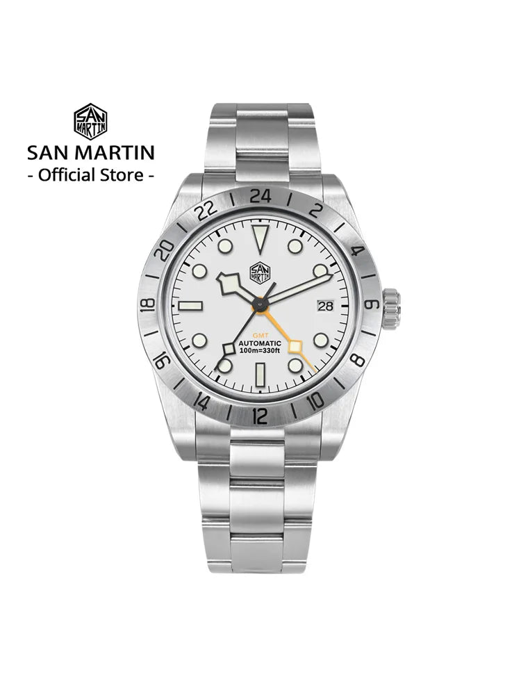 San Martin New 39mm NH34 BB GMT Automatic Mechanical Watch Sport Watch Sapphire Luminous Waterproof 100m for Men Relogio SN0054