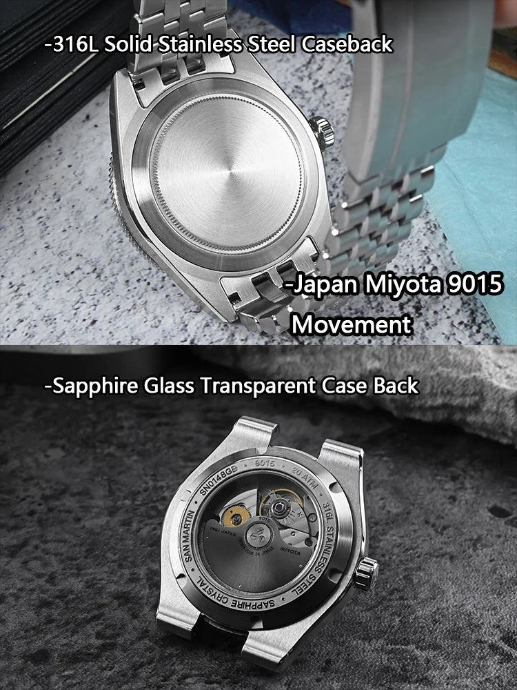 San Martin 37.5mm 40mm Classic Simple Dial Men Diver Watch Miyota 9015 Luxury Automatic Mechanical Watch Waterproof 200m SN0148