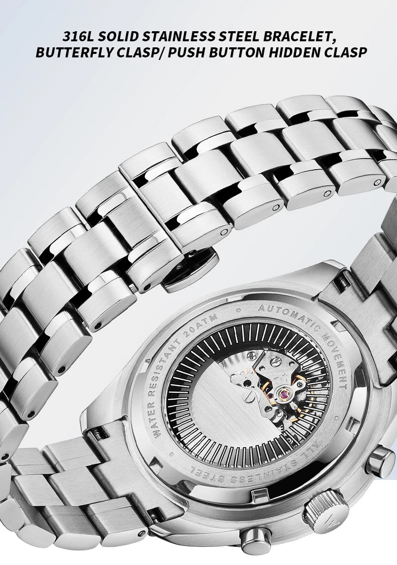 WM Watch Automatic Mechanical Watch 200M Waterproof Casual Classic Business Welly Merck Men Watches 170M-WM