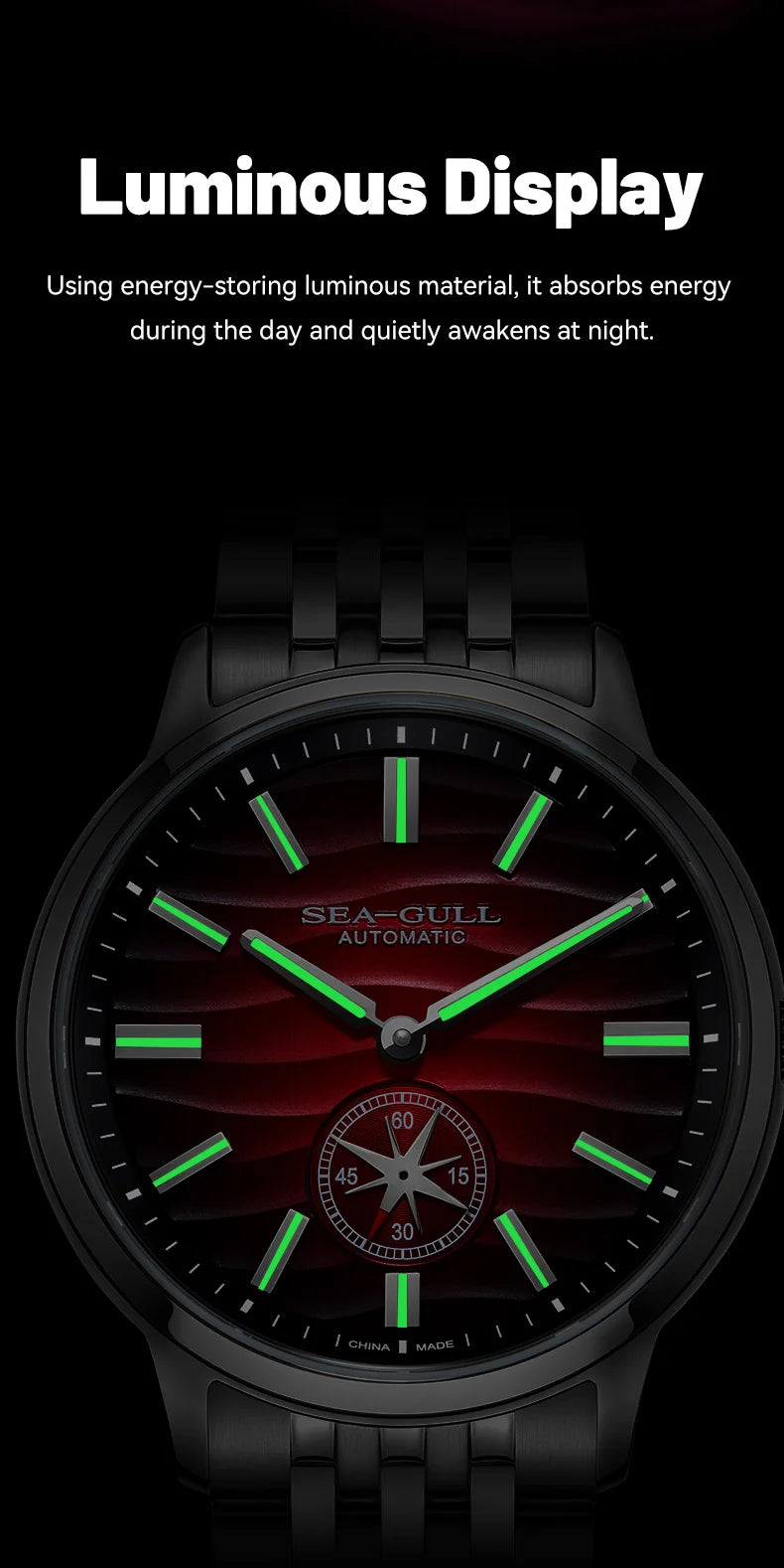 Seagull Watch 39.5mm Men's Watch 5Bar Waterproof Automatic Mechanical Watches Luminous Watches for Man 6180 relogio masculino
