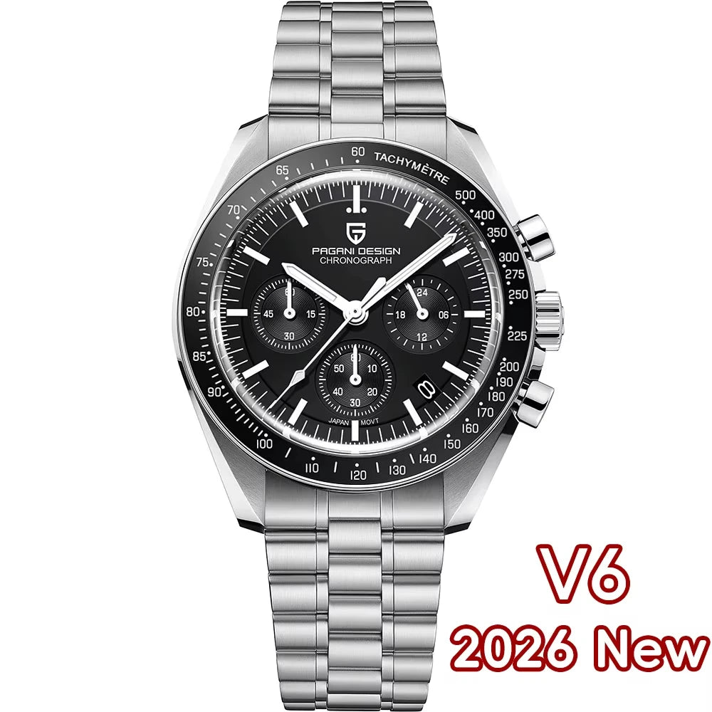 PAGANI DESIGN New men’s watches, luxury quartz watch, speed chronograph, AR sapphire glasses, 100M water-resistant, business watch 2026, EU local shipping