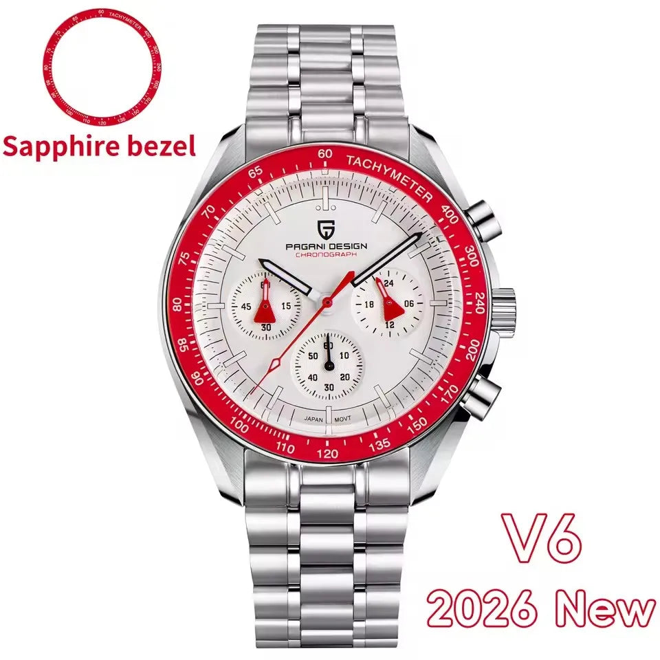 New man Watch PAGANI DESIGN Saturn men's top luxury Quartz Watch for men, sports chronograph, Sapphire Glass AR, glasses ceramic light, waterproof, stainless steel, ideal gift