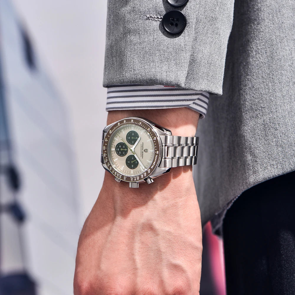 New man Watch PAGANI DESIGN Saturn men's top luxury Quartz Watch for men, sports chronograph, Sapphire Glass AR, glasses ceramic light, waterproof, stainless steel, ideal gift