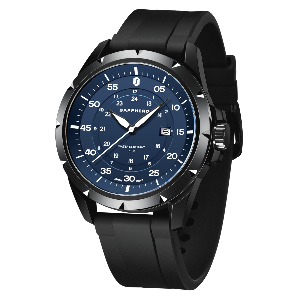 Montre pour homme SAPPHERO – Montre à quartz de luxe, étanche jusqu'à 50 m, équipée d'un mécanisme importé et d'un boîtier en acier inoxydable – Une idée cadeau idéale pour homme.