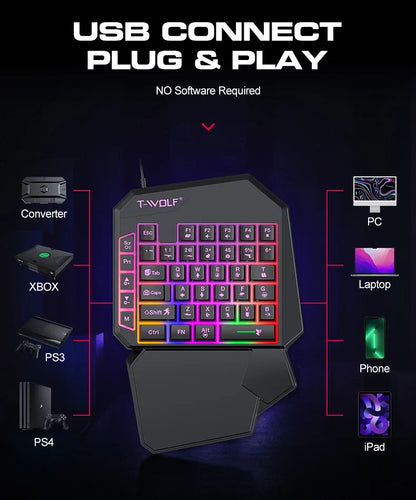 Kit Mobilador Gamer Kit Gaming Keyboard Mouse Mobile Games Converter 3 In 1 Combo One Hand Keyboard for PUBG Mobile Games TF900