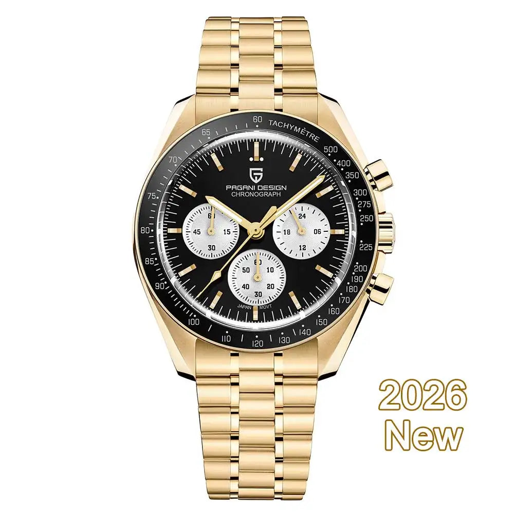 PAGANI DESIGN New men’s watches, luxury quartz watch, speed chronograph, AR sapphire glasses, 100M water-resistant, business watch 2026, EU local shipping