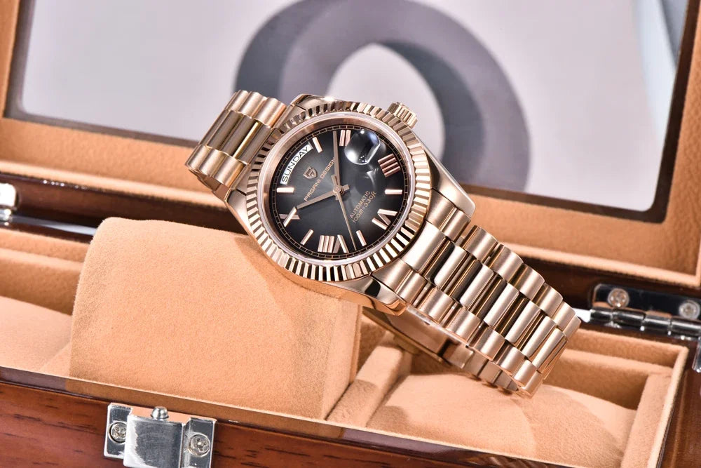 New Watch man PAGANI DESIGN D36 gold Rose Luxury automatic mechanical waterproof glass Sapphire AR stainless steel Date gift Man