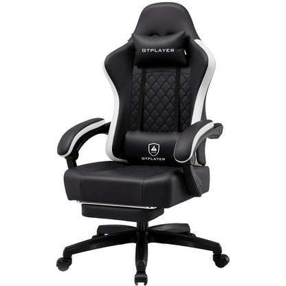 GTPLAYER Gaming Chair Ergonomic Gaming Armchair Desk Chair Faux Leather, Spring Seat Cushion, Connecting Armrests and Footrest 150KG