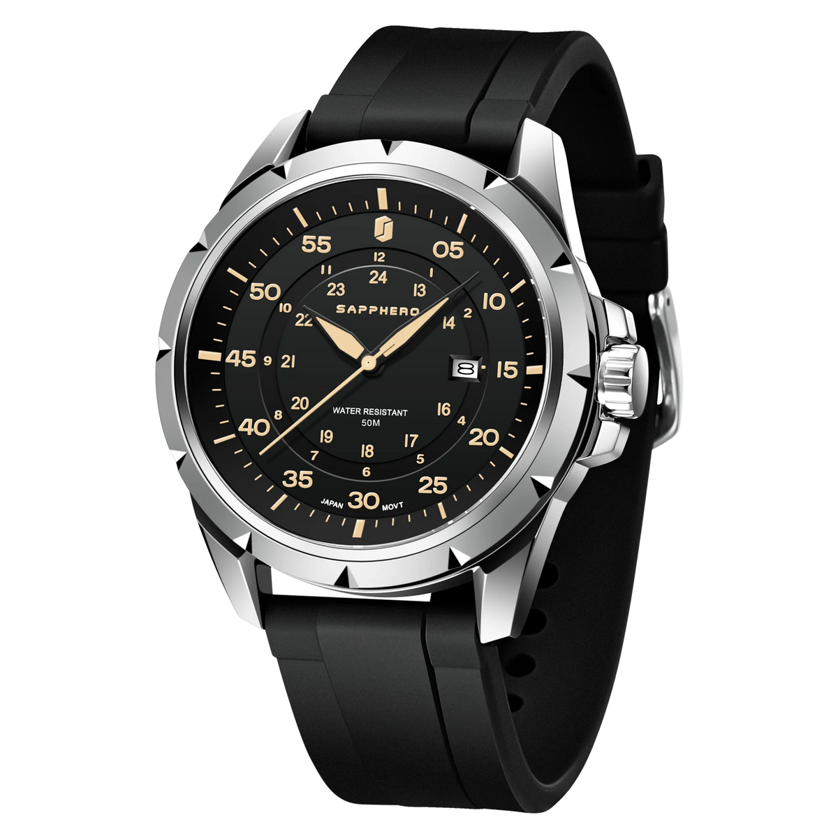 Montre pour homme SAPPHERO – Montre à quartz de luxe, étanche jusqu'à 50 m, équipée d'un mécanisme importé et d'un boîtier en acier inoxydable – Une idée cadeau idéale pour homme.