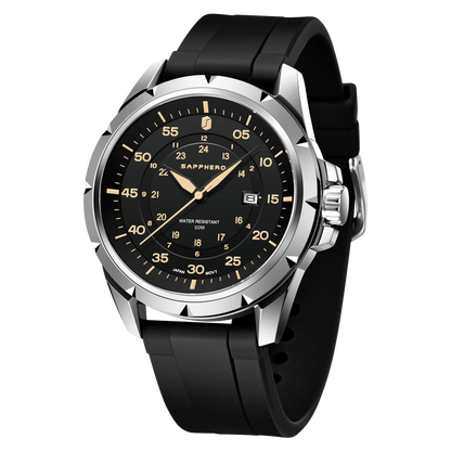 Montre pour homme SAPPHERO – Montre à quartz de luxe, étanche jusqu'à 50 m, équipée d'un mécanisme importé et d'un boîtier en acier inoxydable – Une idée cadeau idéale pour homme.